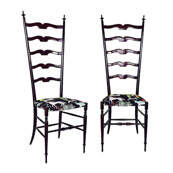The Roaming Chair Chairs Pair of Vintage Chiavari High Back Chairs Italy 1950s