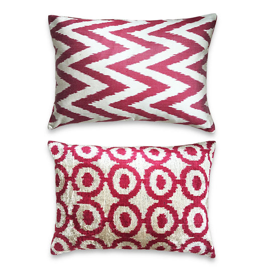 The Roaming Chair cushion Authentic Ikat Cushion Double Sided Velvet/Silk 40x50cm - Tashkent