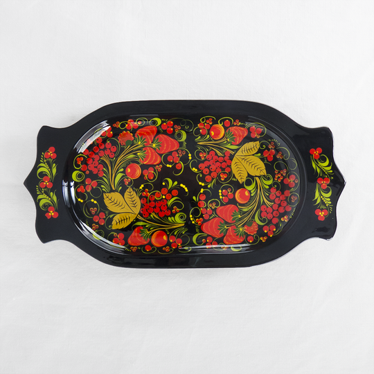 The Roaming Chair Dish Lacquerware Serving Dish 26 x 14 cm - Hand Painted Khokhloma