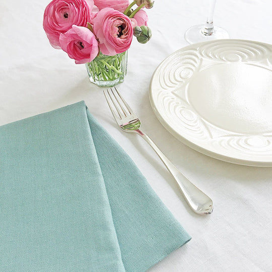 The Roaming Chair Napkin Linen Napkins Pair 47x47cm - Aqua