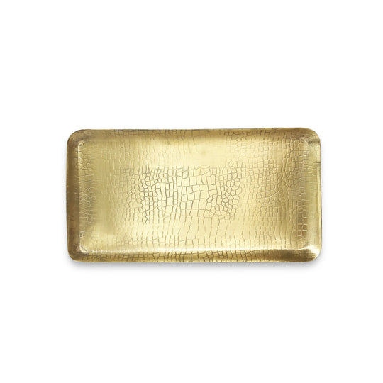 The Roaming Chair Plate Brass Rectangular Tray 'Crocodile' 33x17cm