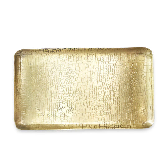 The Roaming Chair Plate Brass Rectangular Tray 'Crocodile' 38x22cm