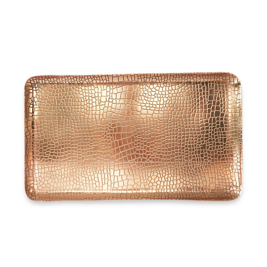 The Roaming Chair Plate Copper Rectangular Tray 'Crocodile' 38x22cm