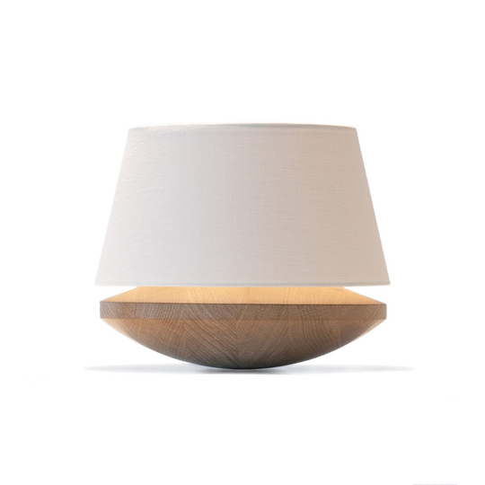 Bedside Lamp With Dimmer - Oak & White Linen