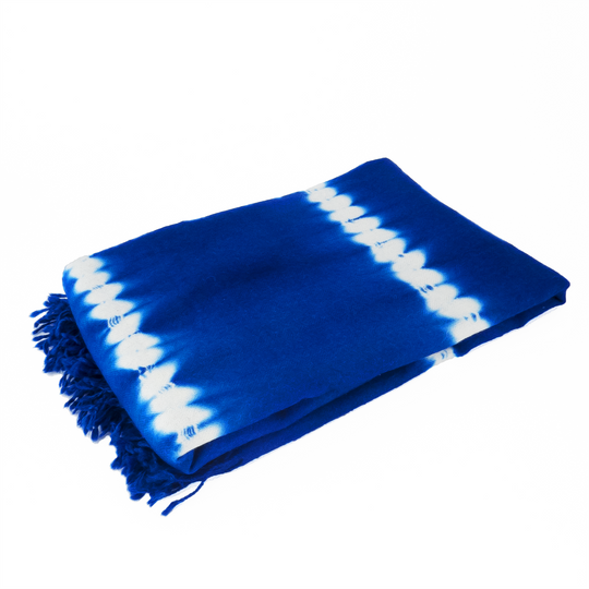 Shibori Throw 140 x 200 cm 100% Baby Alpaca - Indigo