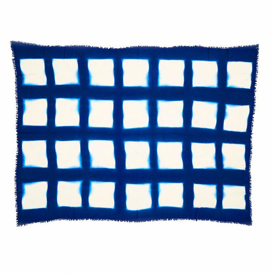 Shibori Throw 145 x 200 cm 100% Wool & Cashmere - Squares